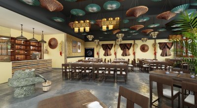 乡村田园风格中餐厅3D模型下载